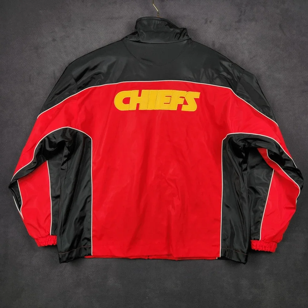 Vintage Kansas City Chiefs NFL Jacket Mens XL‎ Red Black Lined Full Zip PVC